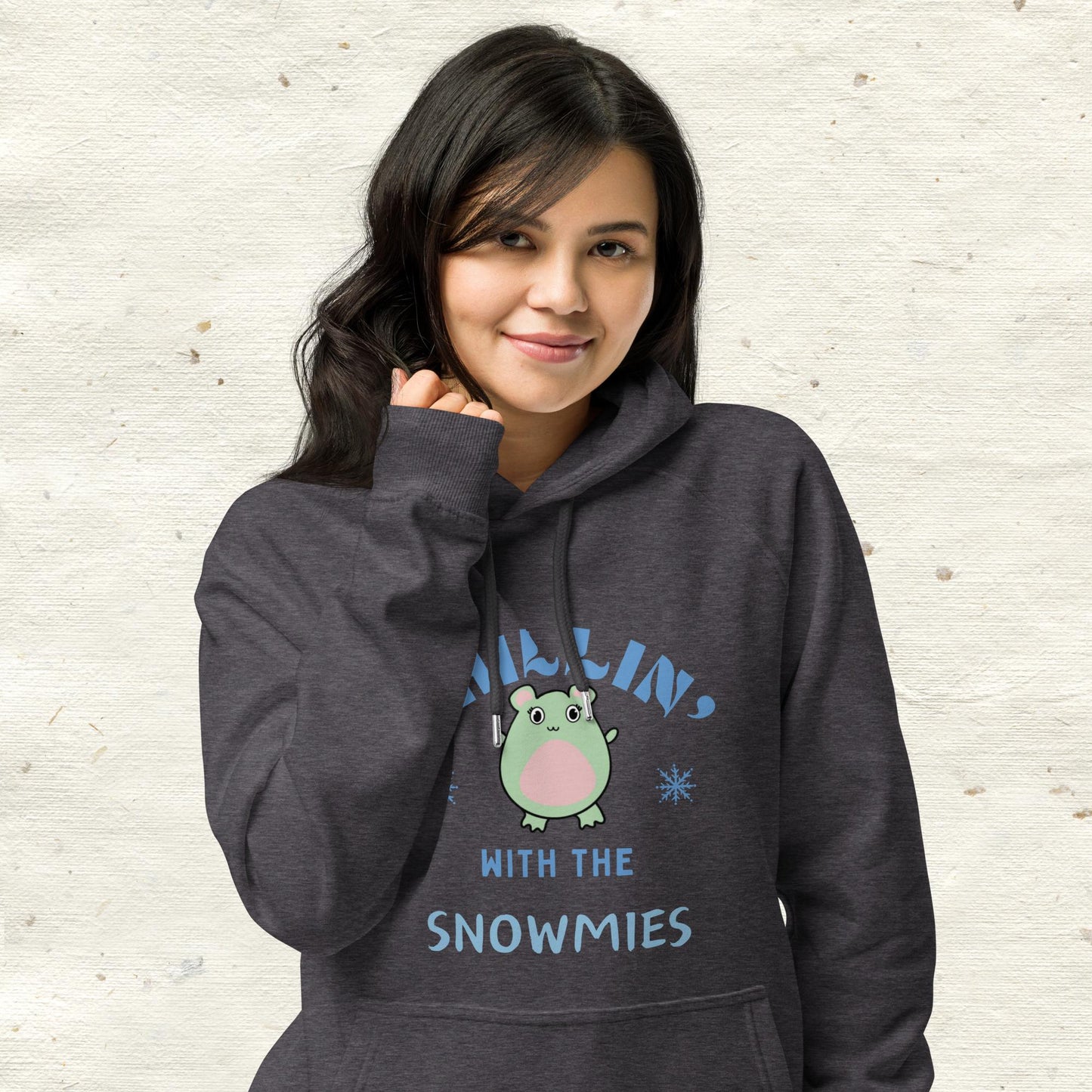 Chillin’ With The Snowmies Unisex eco raglan hoodie