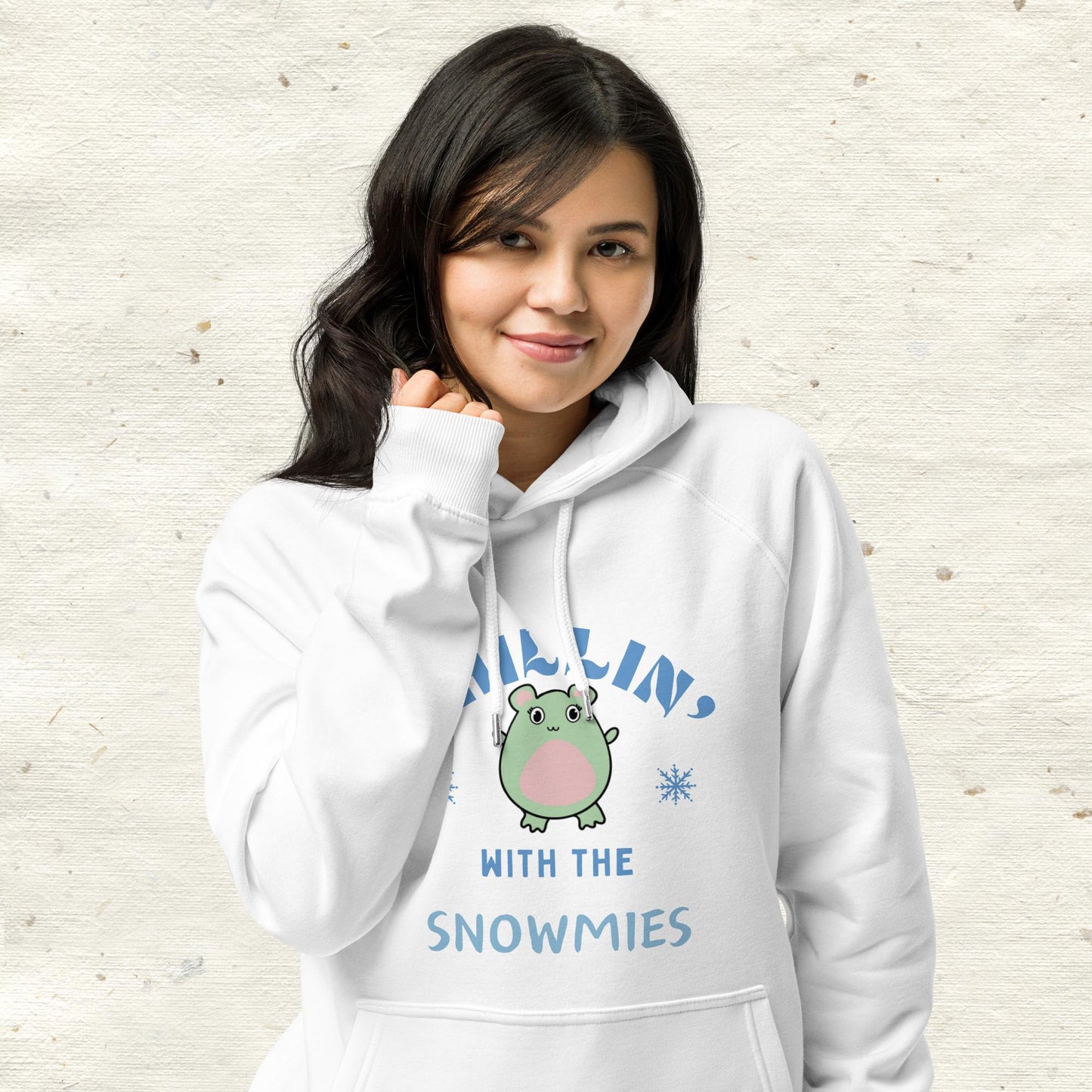 Chillin’ With The Snowmies Unisex eco raglan hoodie