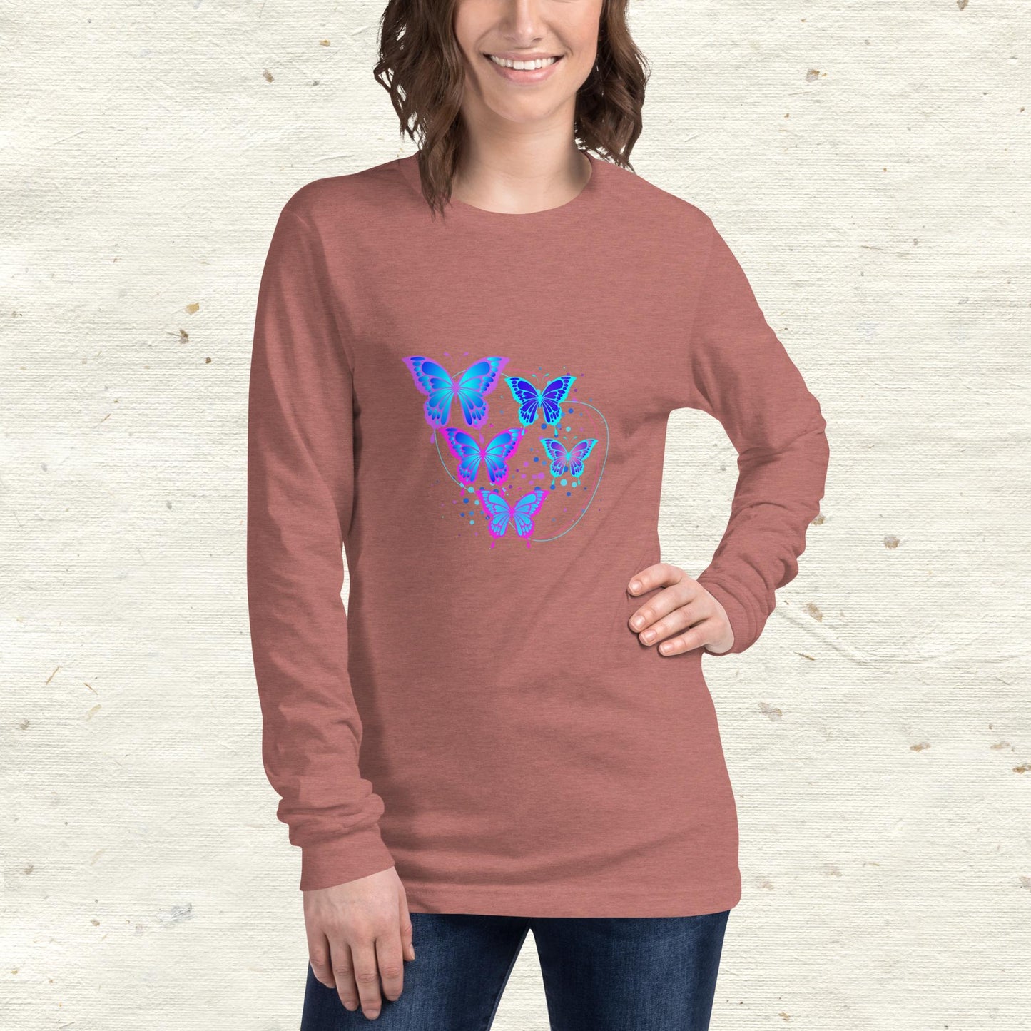 Blue Butterflies Unisex Long Sleeve Tee