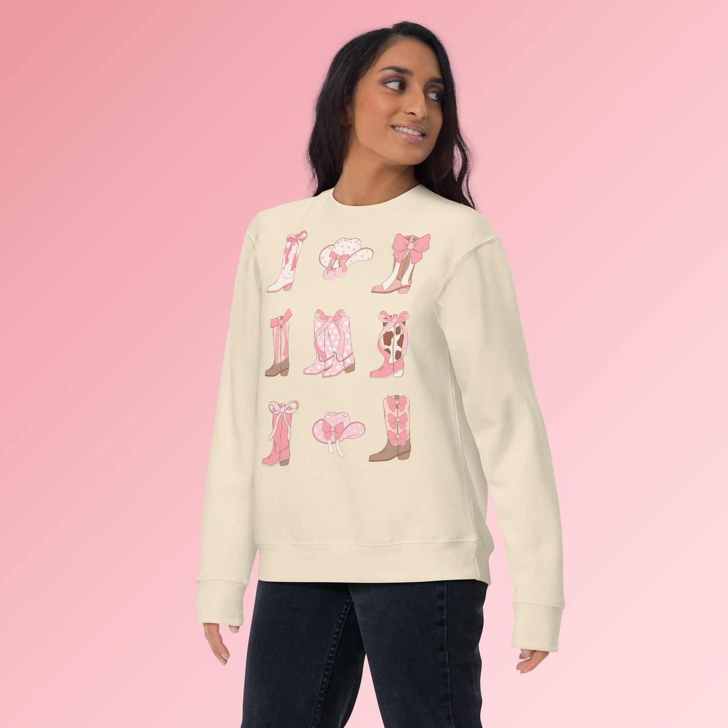 Pretty Pink Boots Graphic Unisex Premium Sweatshirt