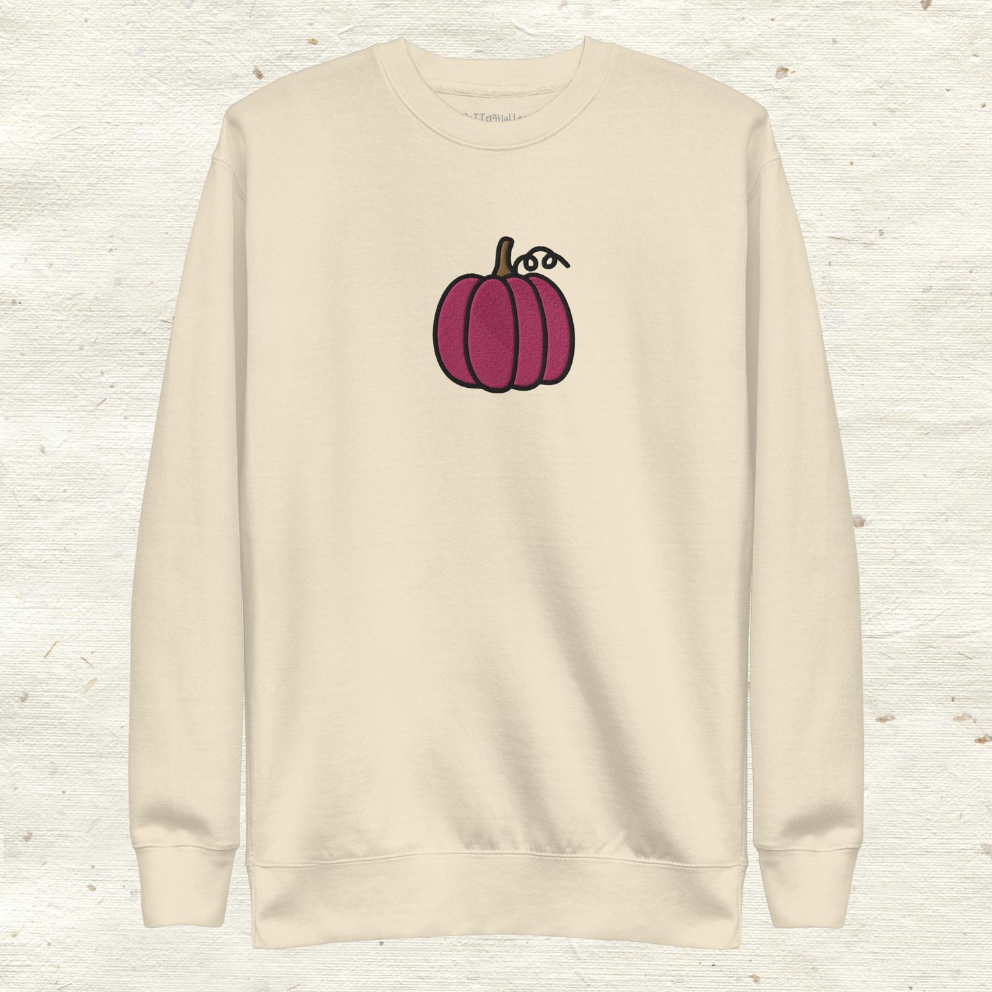 Pink Embroidered Pumpkin Unisex Premium Sweatshirt