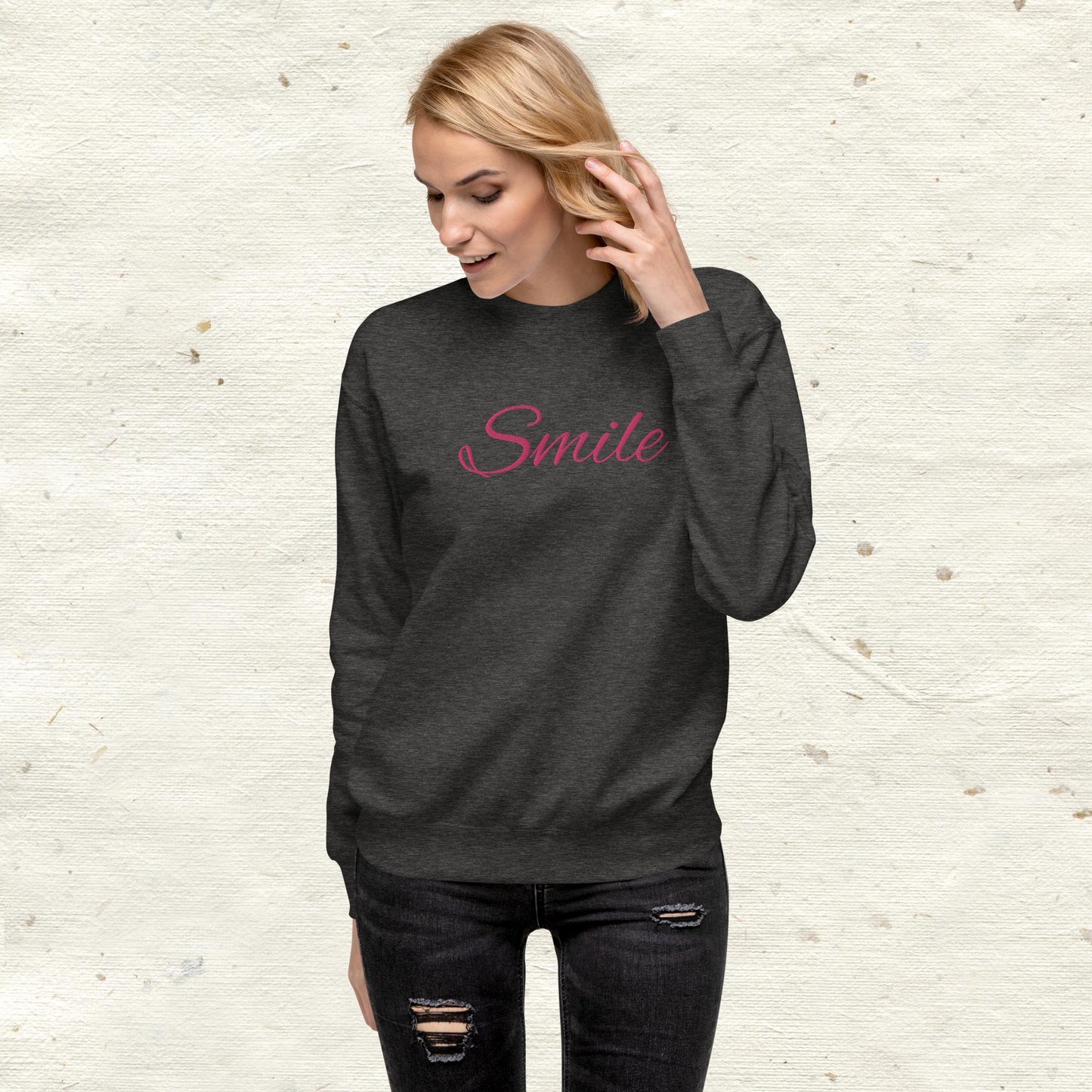 Smile Embroidered Unisex Premium Sweatshirt