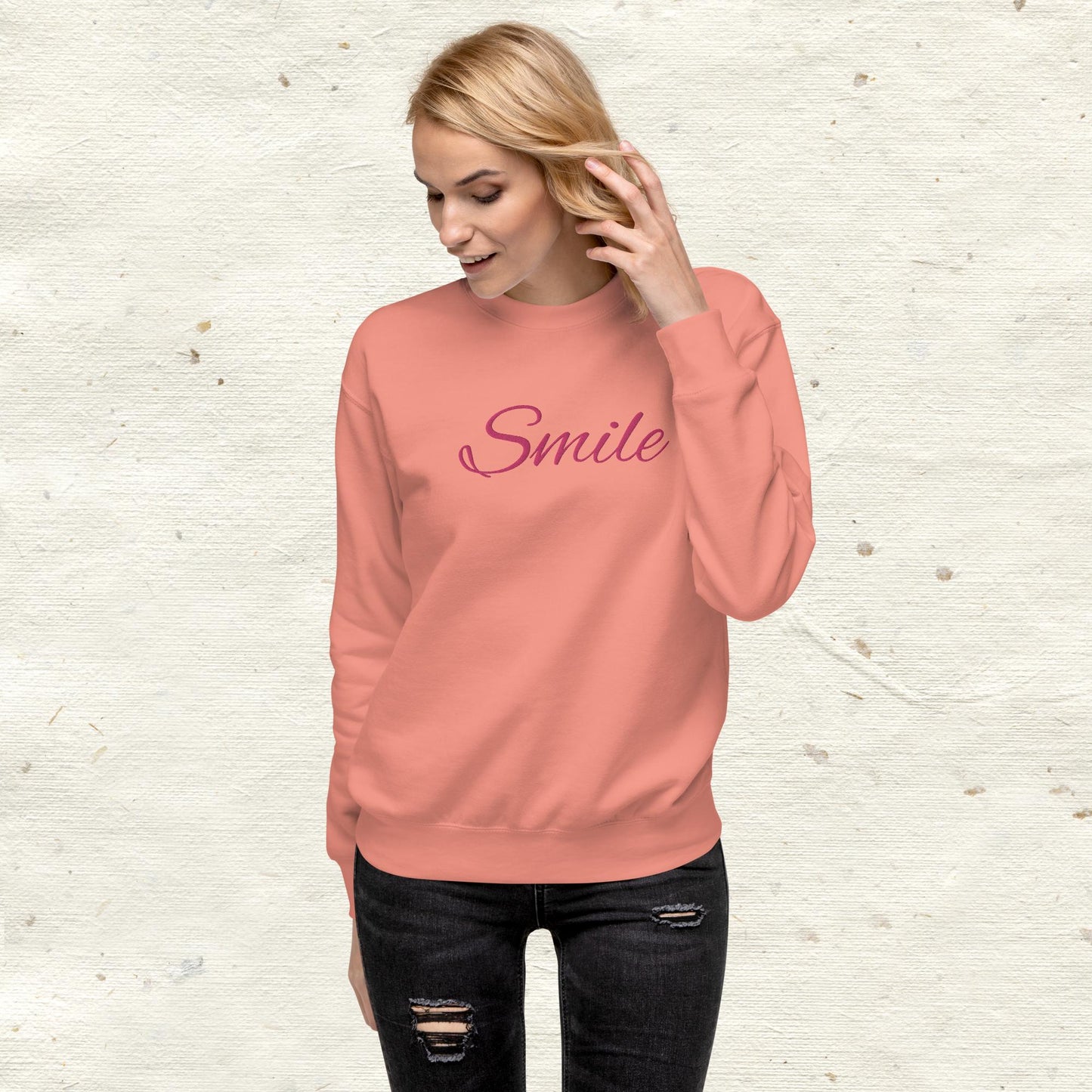 Smile Embroidered Unisex Premium Sweatshirt