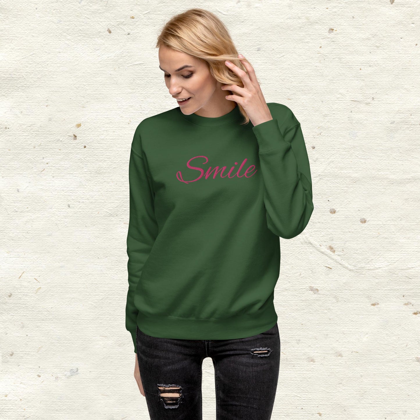 Smile Embroidered Unisex Premium Sweatshirt