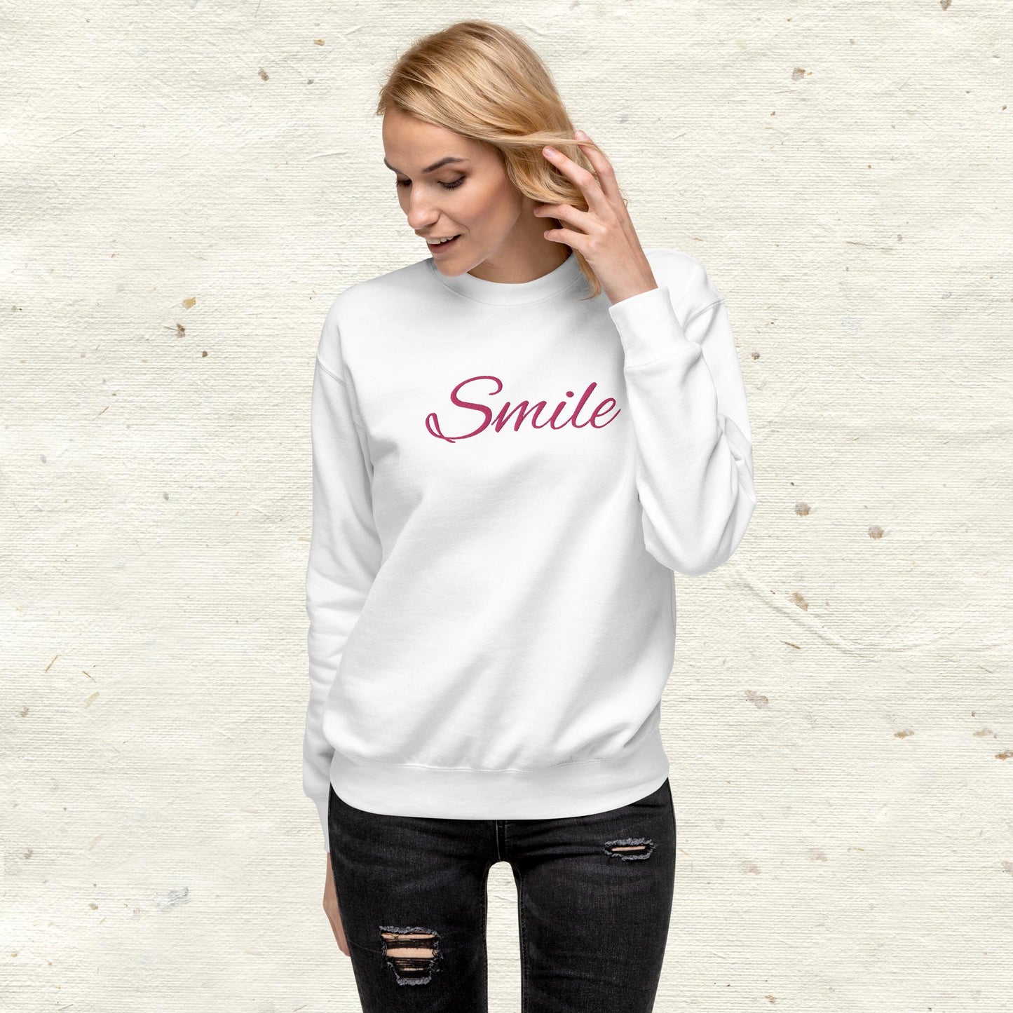 Smile Embroidered Unisex Premium Sweatshirt