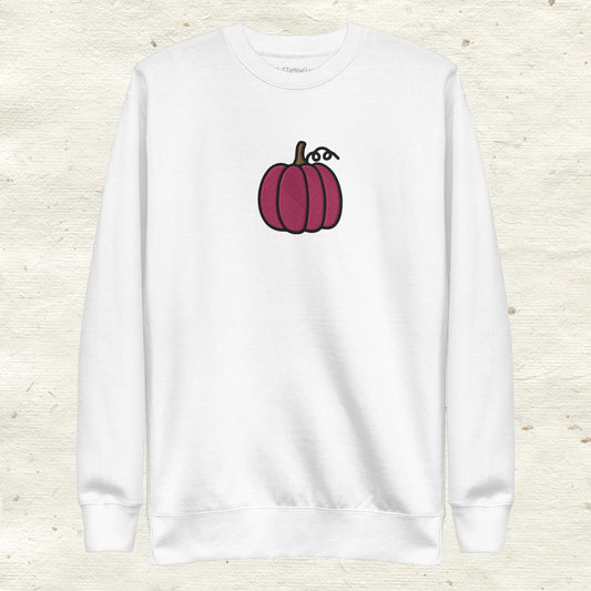 Pink Embroidered Pumpkin Unisex Premium Sweatshirt