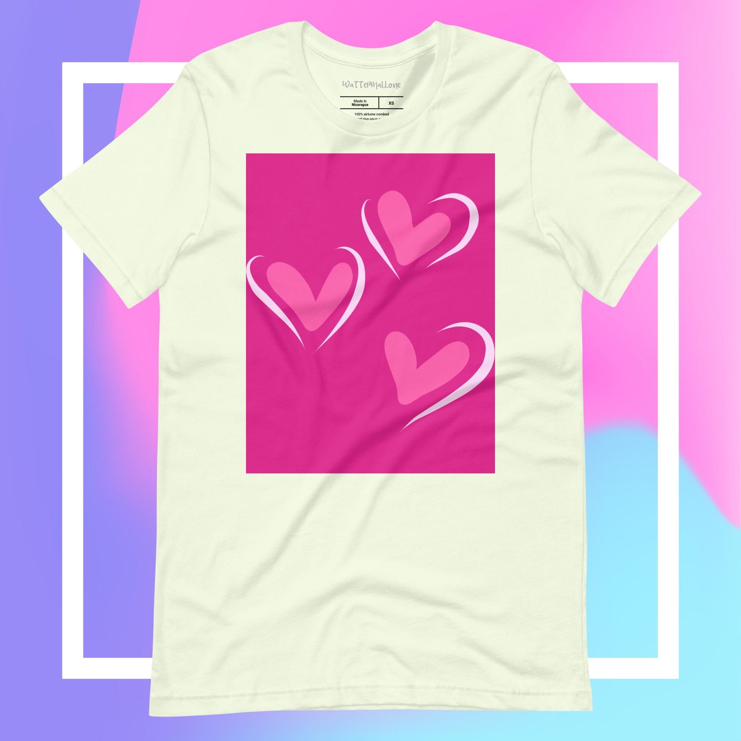 Doll Pink and Three Hearts Unisex t-shirt