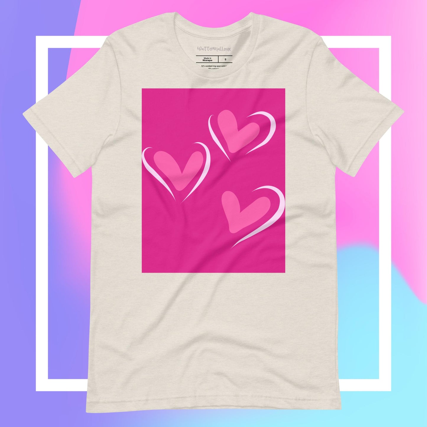 Doll Pink and Three Hearts Unisex t-shirt