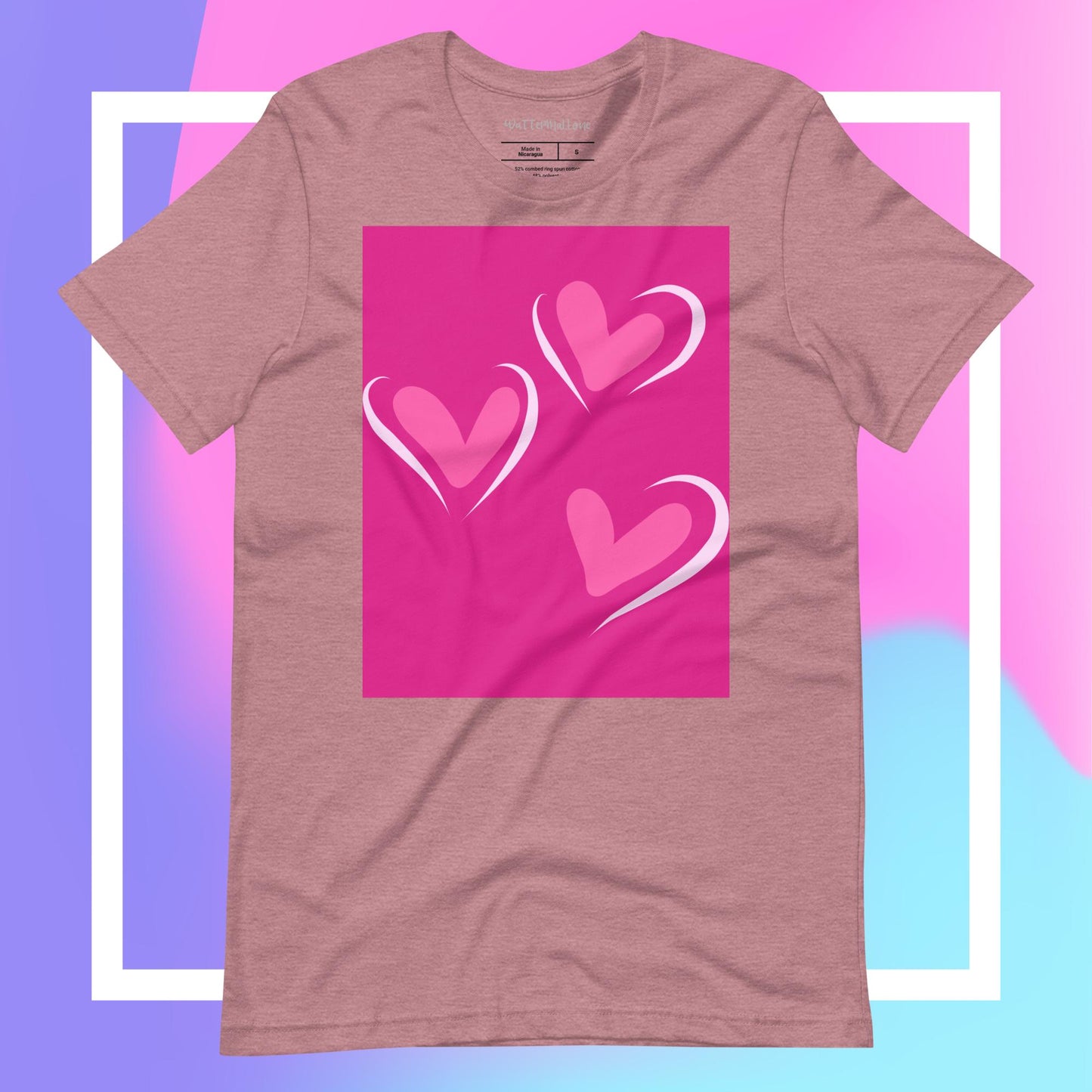 Doll Pink and Three Hearts Unisex t-shirt