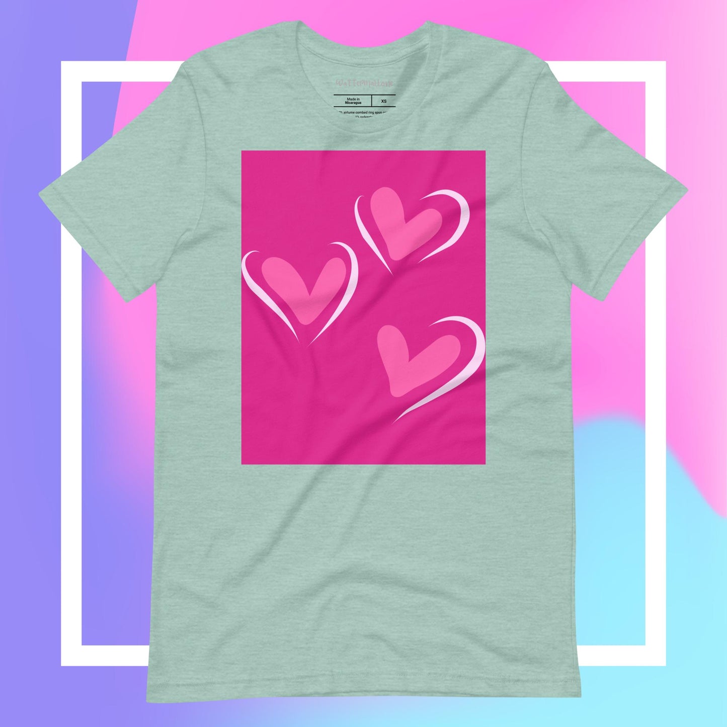 Doll Pink and Three Hearts Unisex t-shirt