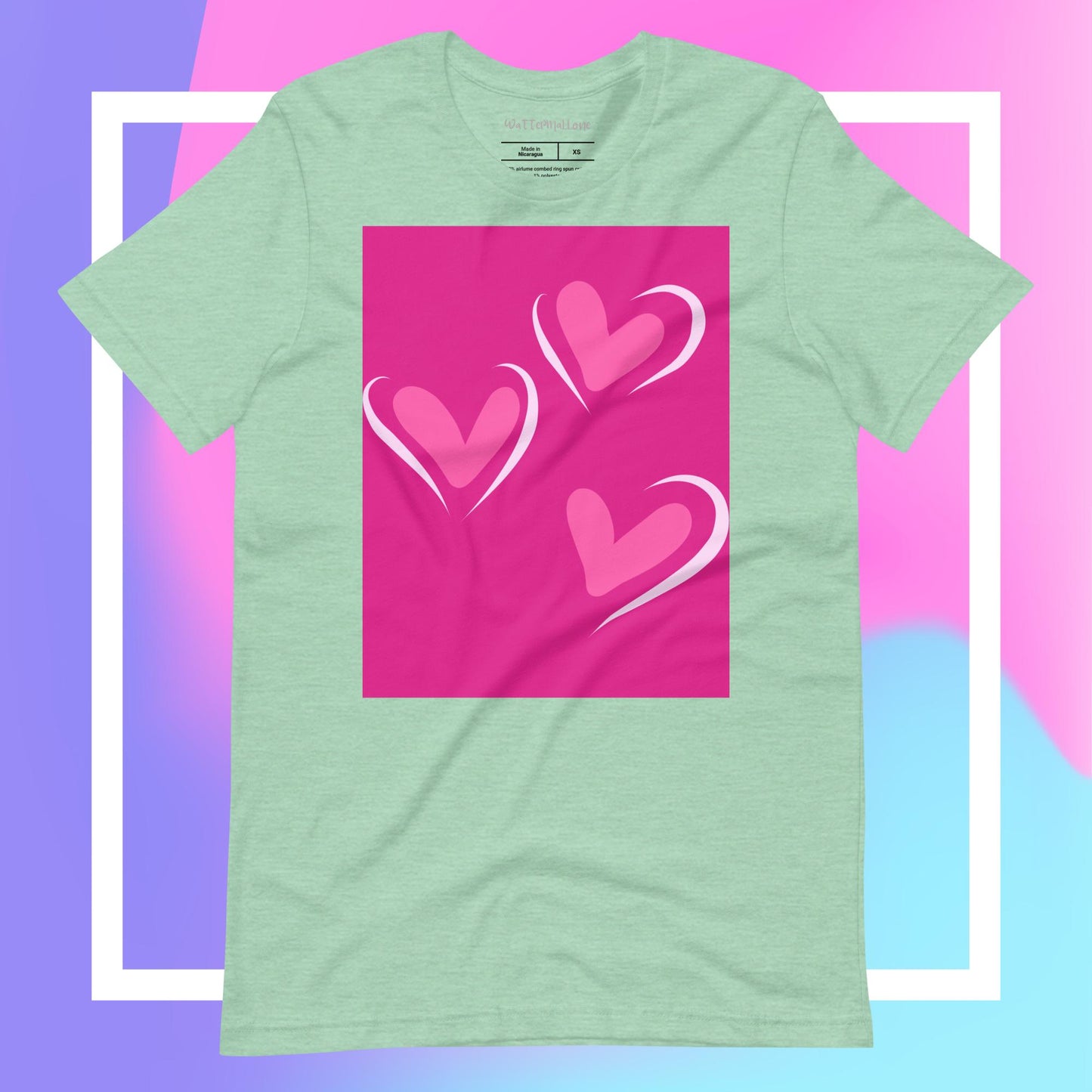 Doll Pink and Three Hearts Unisex t-shirt