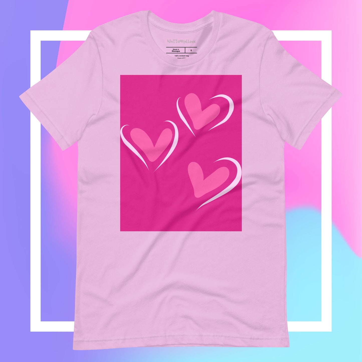 Doll Pink and Three Hearts Unisex t-shirt