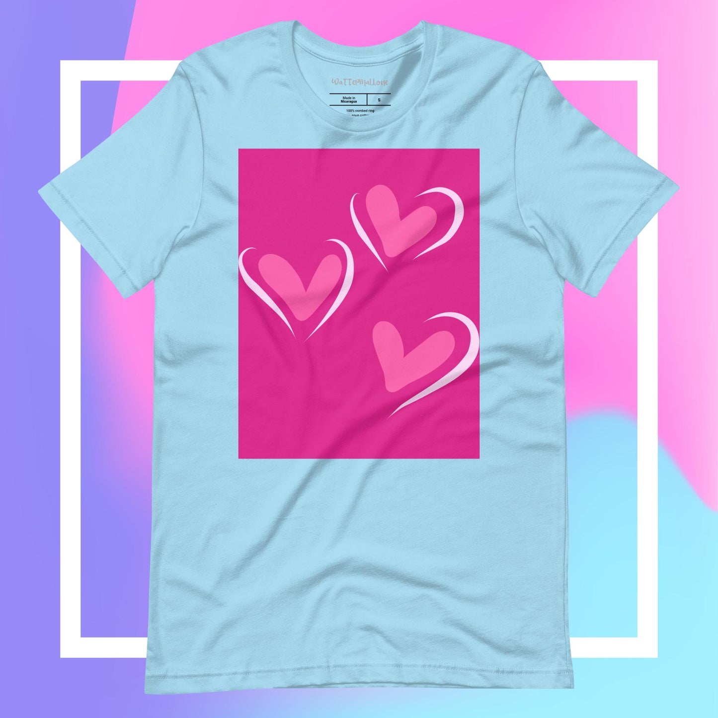 Doll Pink and Three Hearts Unisex t-shirt