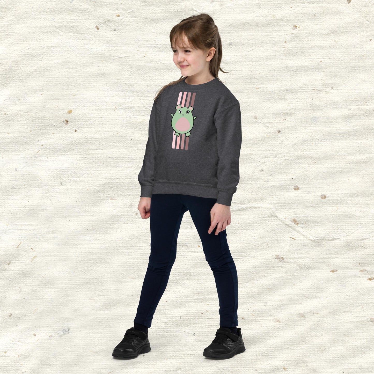 Pink and Brown Lines Youth Crewneck Sweatshirt