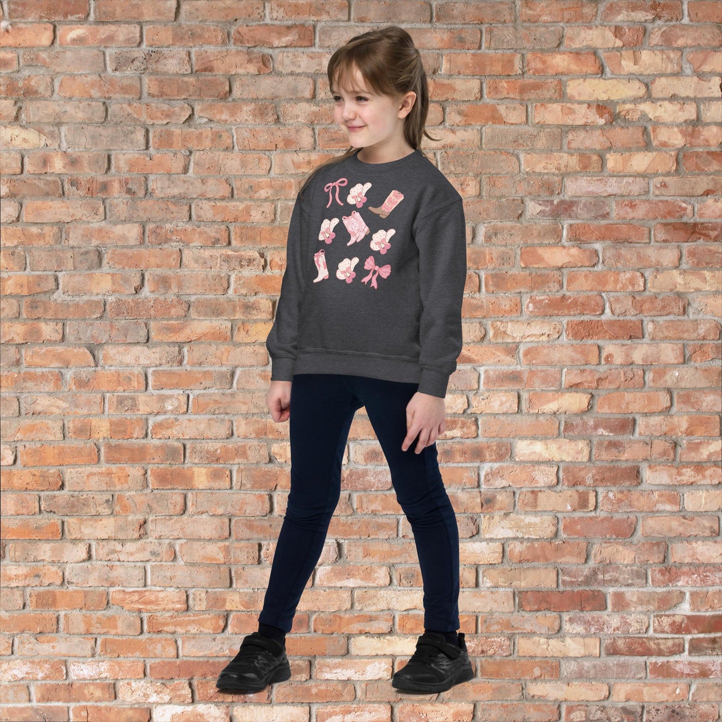 Boots Hats Bows Youth Crewneck Sweatshirt