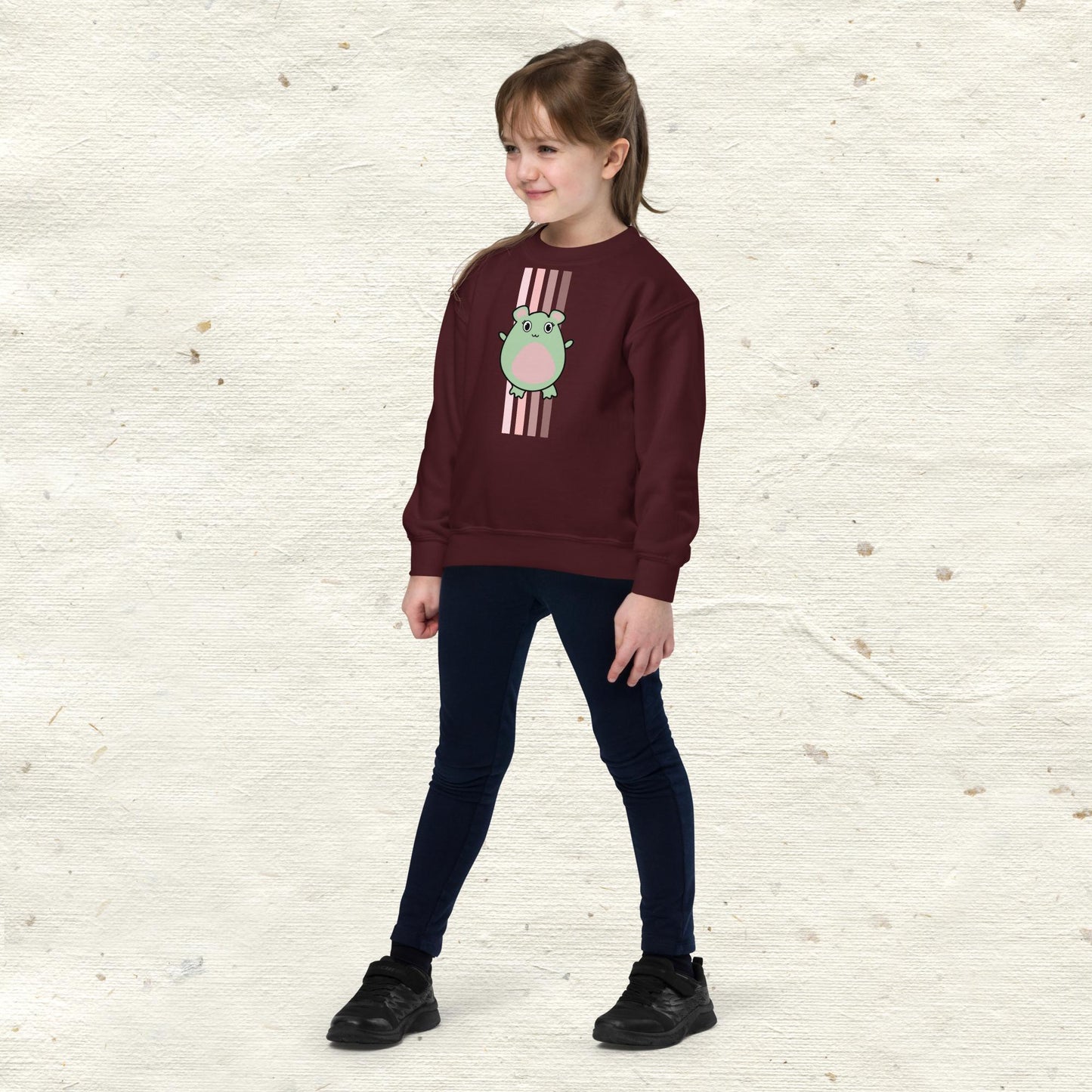 Pink and Brown Lines Youth Crewneck Sweatshirt