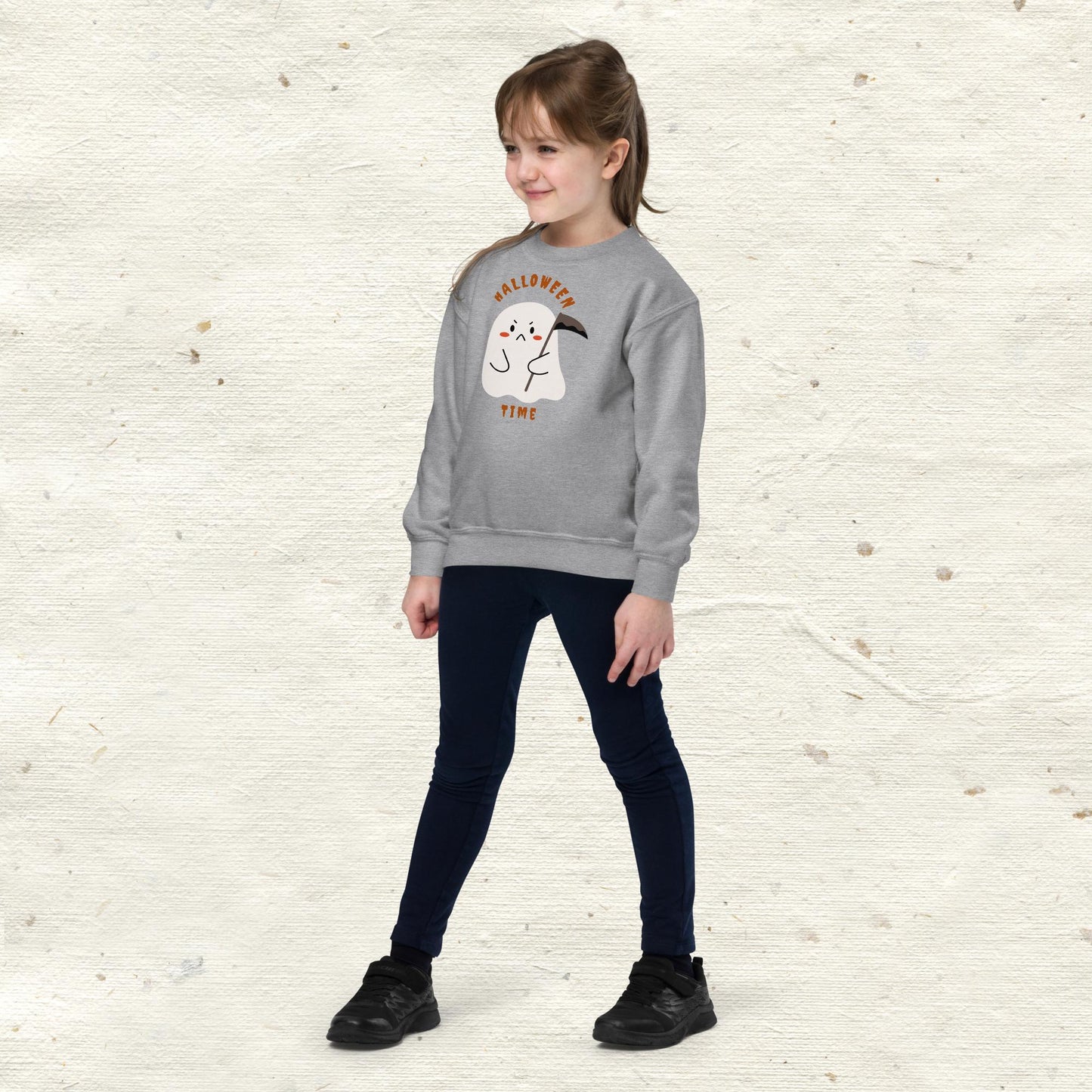 Halloween Time Cute Ghost Grim Reaper Youth crewneck sweatshirt