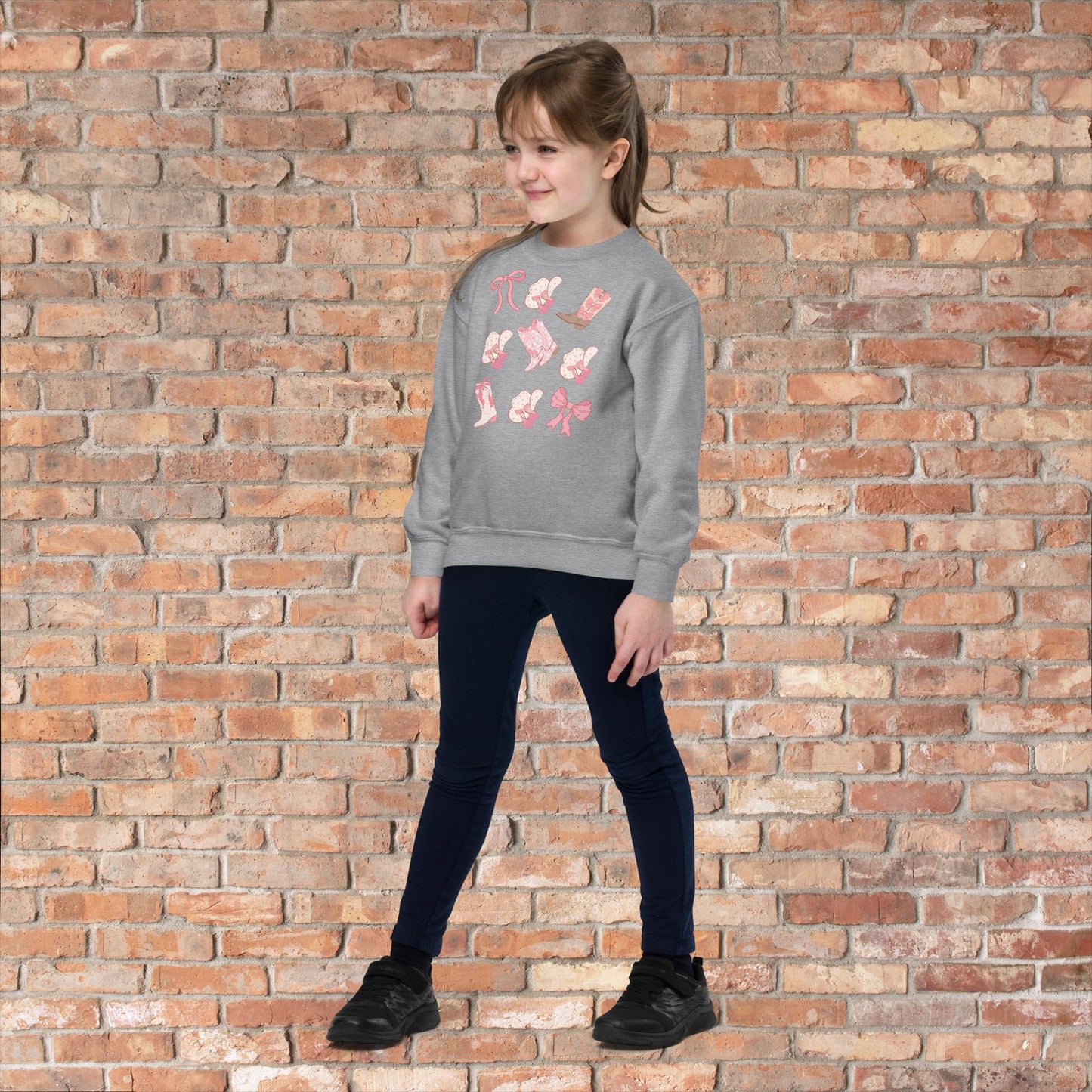 Boots Hats Bows Youth Crewneck Sweatshirt