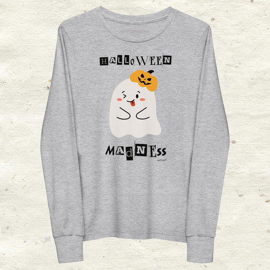 Cute Ghost Halloween Madness Youth long sleeve tee