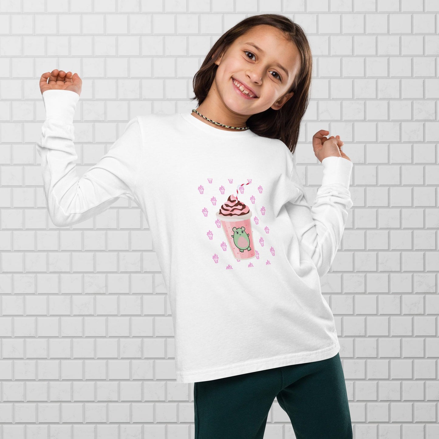 Pink Milkshake Youth Long Sleeve Tee