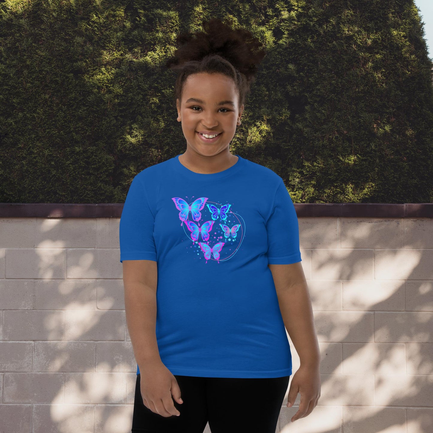 Blue Butterflies Youth Short Sleeve T-Shirt