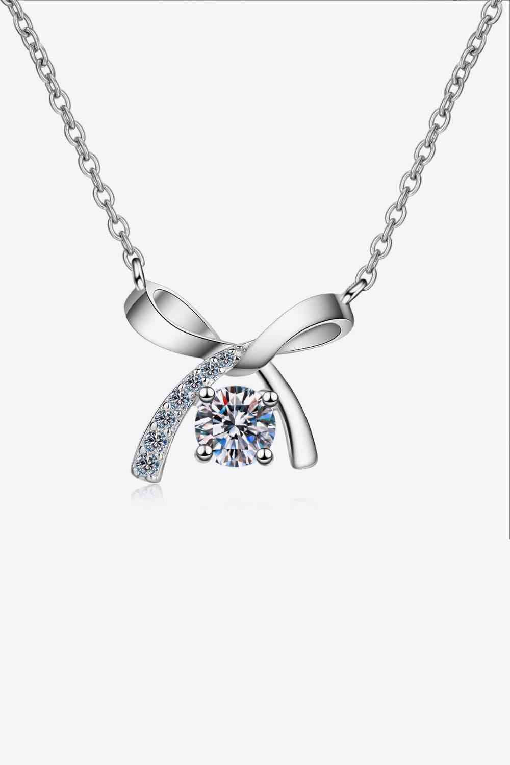 Moissanite 925 Sterling Silver Bow Necklace