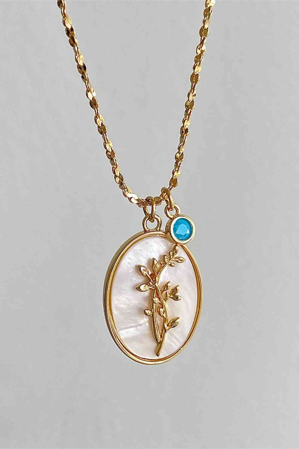 Birth Flower Shell Pendant Copper Necklace