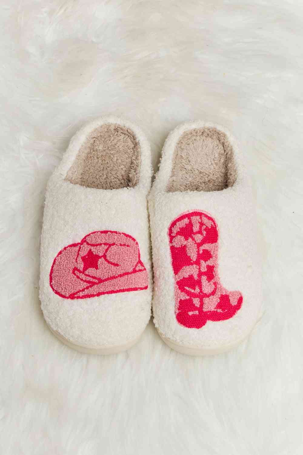 Melody Strawberry Printed Plush Slide Slippers