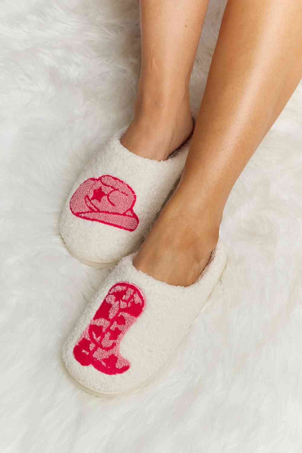 Melody Strawberry Printed Plush Slide Slippers