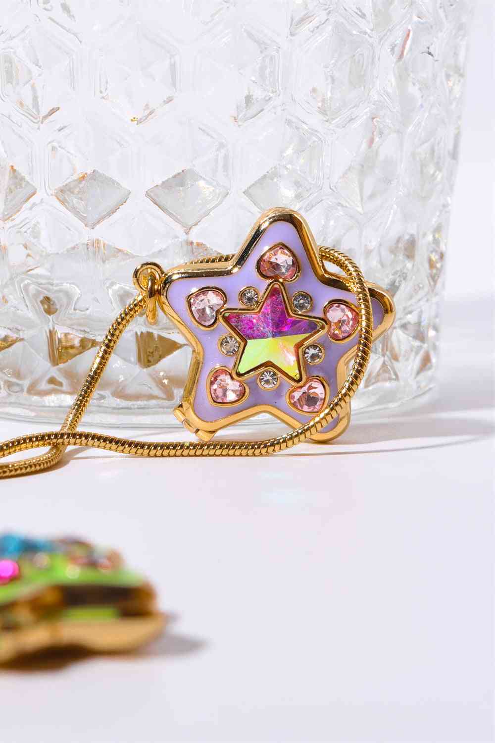 Rhinestone Decor Star Box Pendant Necklace