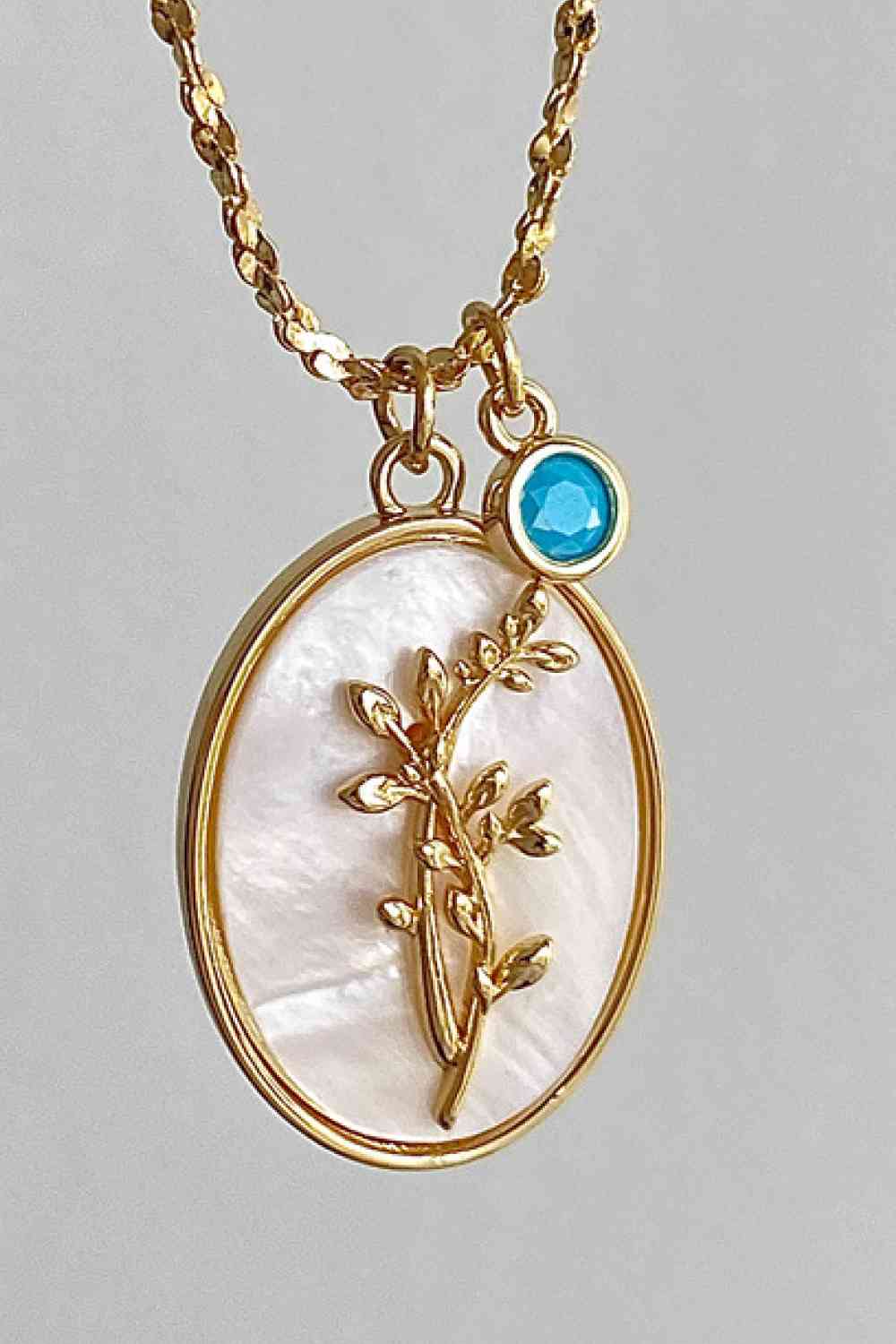 Birth Flower Shell Pendant Copper Necklace