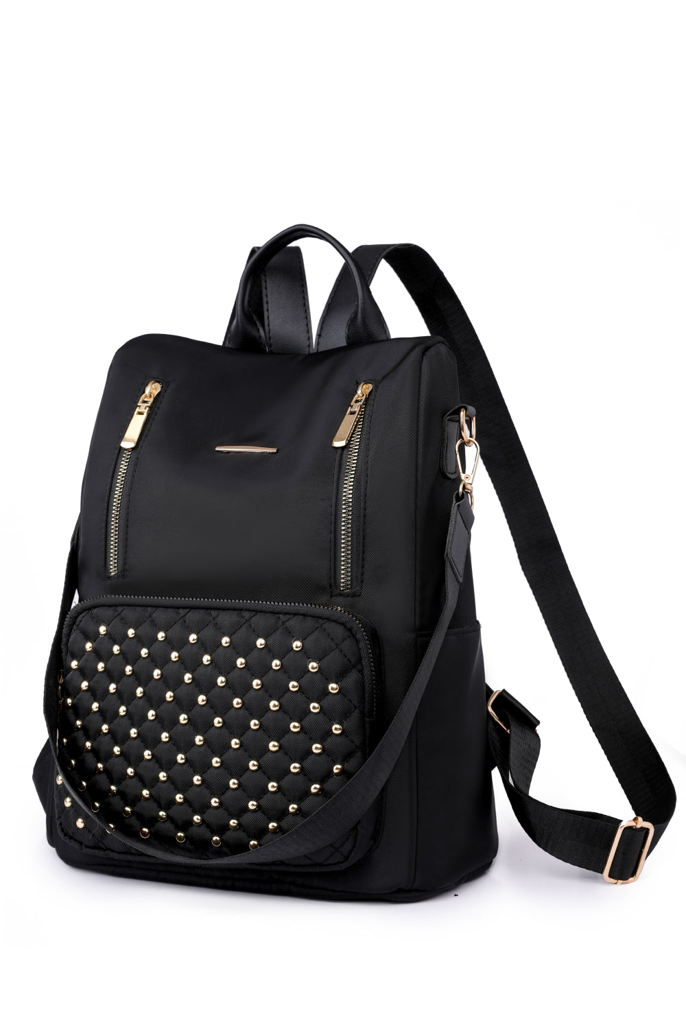 Charlie Gold Zipper Pocket Beaded Backpack