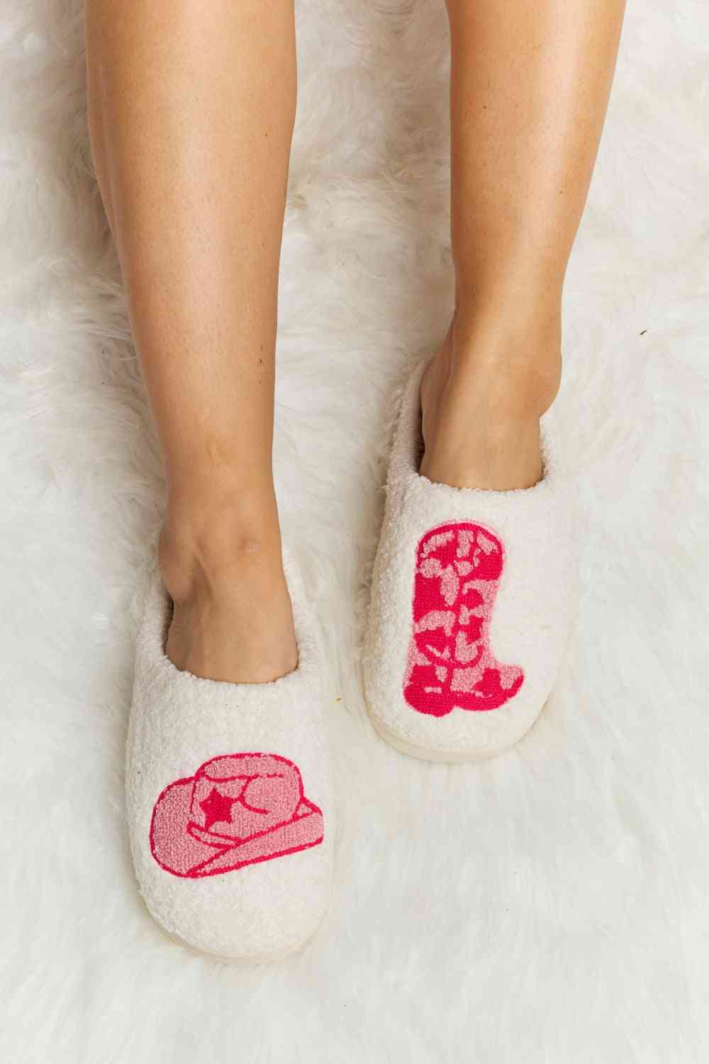 Melody Strawberry Printed Plush Slide Slippers