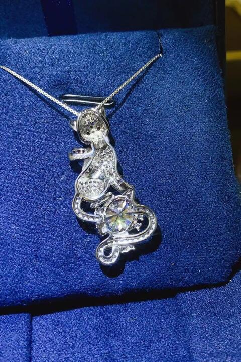 2 Carat Moissanite 925 Sterling Silver Cat Necklace