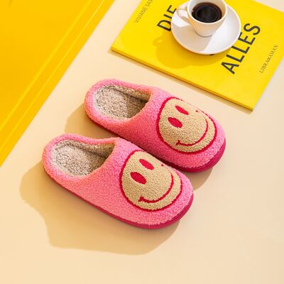 Melody Dark Pink Smiley Face Slippers