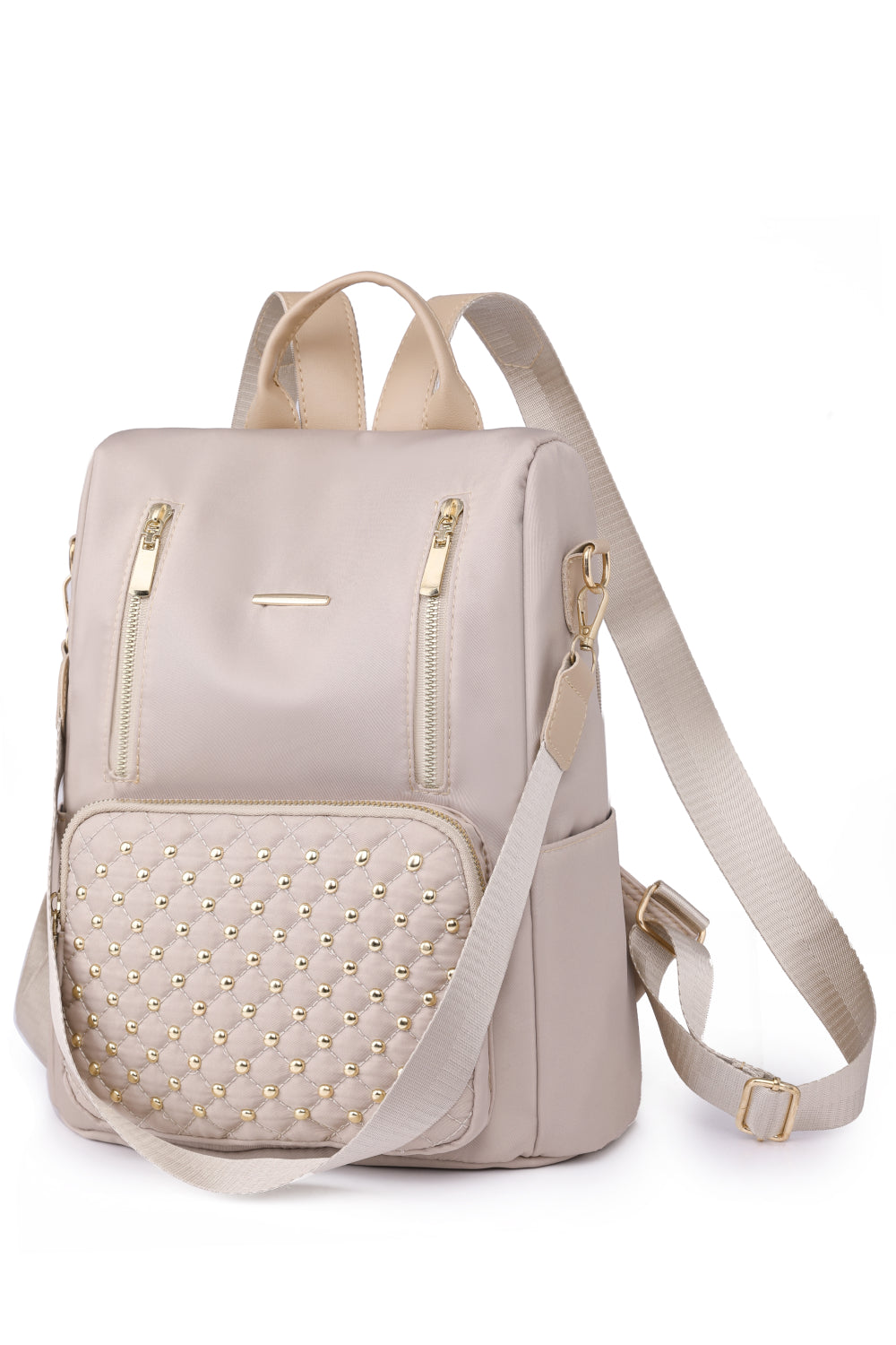 Charlie Gold Zipper Pocket Beaded Backpack